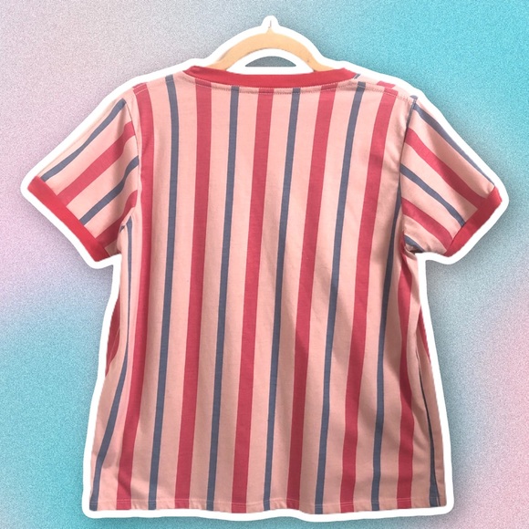 Striped 70s Pink/Blue Shirt - Picture 2 of 5